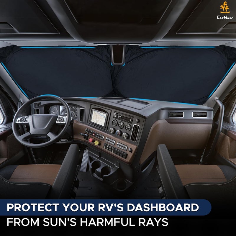 EcoNour RV Windshield Sunshade with Storage Pouch - XXL 102 x 51 inches for UV Rays & Heat Protection - Image 2