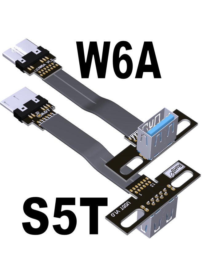 كابل بيانات اتصال Usb3.0 ذكر إلى أنثى مسطح ورقيق من النوع A محول Micro-B Adt-Color: S4b-w6a 13p Welding Id-20cm  - Image 3