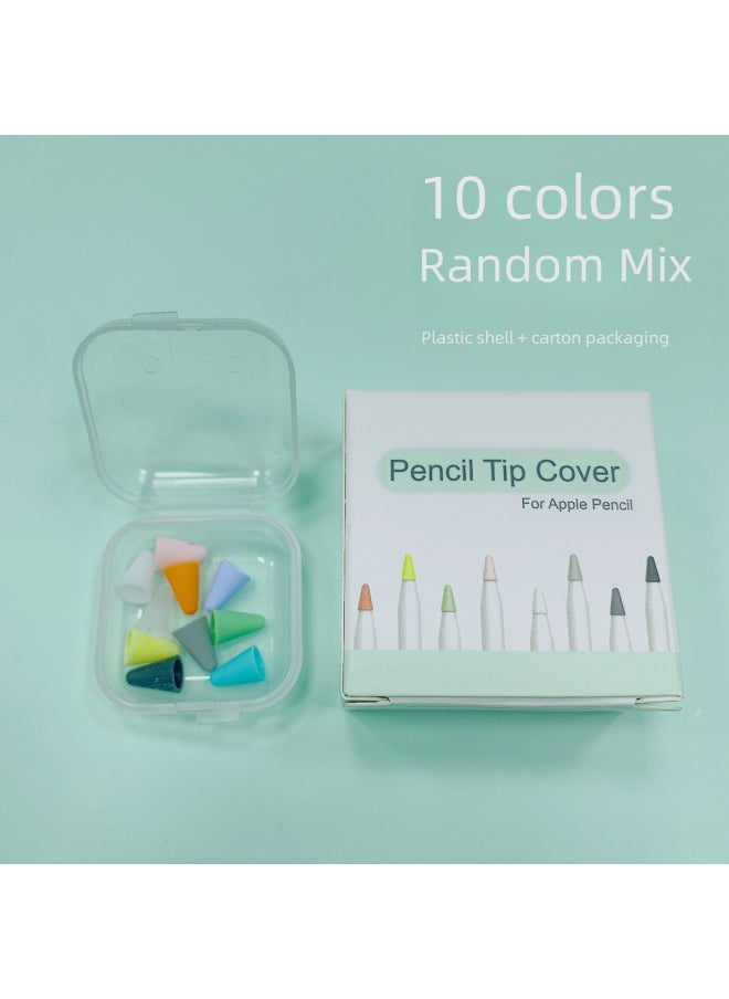 Generic - For Apple Pencil 1/2 Generation For Apple Pen Silicone Case Pen Tip Protective Case Boxed Pen Tip Cover Film Set-Color:Mixed Color 10 With Packaging-Applicable Model:For Apple/For Apple - Image 1