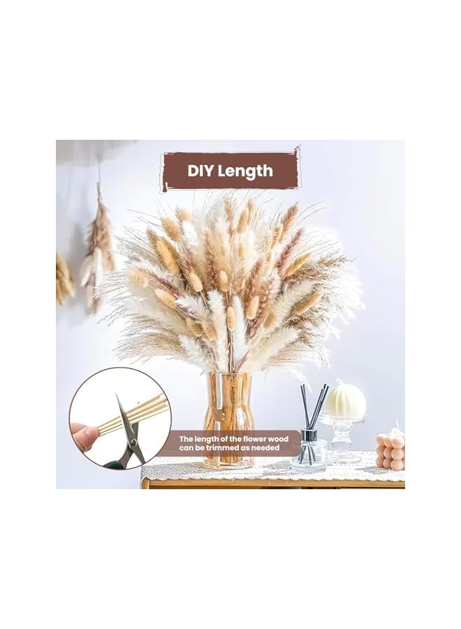 erorex Dried Pampas Grass Decor,128PCS Dry Pampas Grass with Bunny Tails,Dried Flowers for Vase,Decorative Flowers for Wedding,Boho Flowers,Home Table Decor,Rustic Farmhouse Party  - Image 4