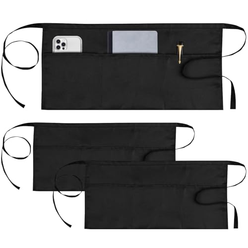 PEASUG 3 Pack Server Apron, Waitress Apron with 3 Pockets, Short Aprons for Women with Pockets for Servers, Waiter, Waitress - Image 1
