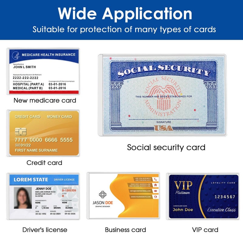 MaxGear New Medicare Card Holder Protector Sleeves, 12 Mil Clear PVC Water Resistant Medicare Card Protectors Sleeves for SSN, Credit and Business Cards, Social Security Cards Protector, 6 Pack - Image 5