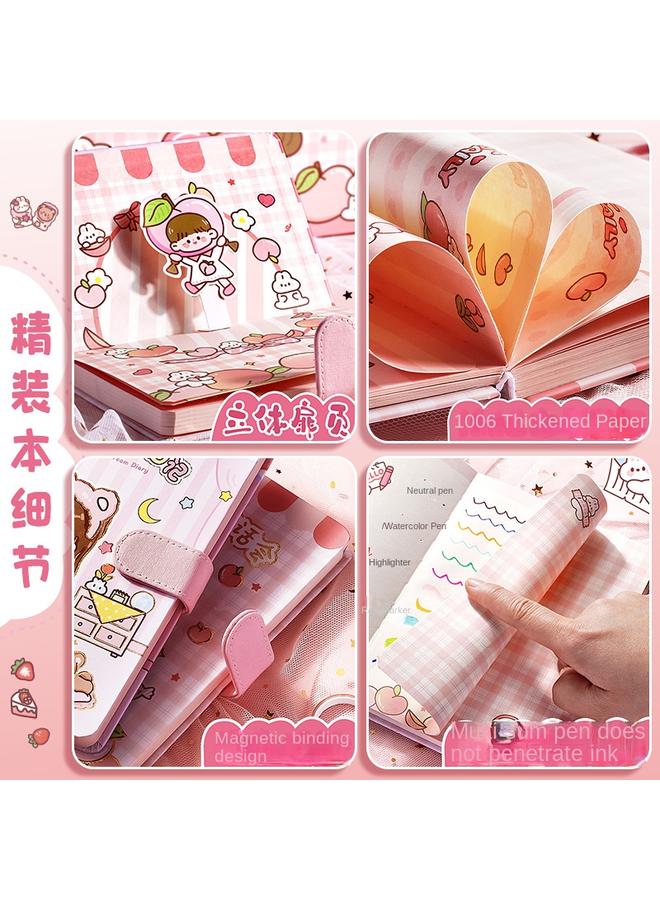 Bluejw Cute Hand Account Book Hand Account Book Children's Stationery Notebook Sticker Hand Account Suit Big Gift Bag Girl Gift Box Girl  - Image 3