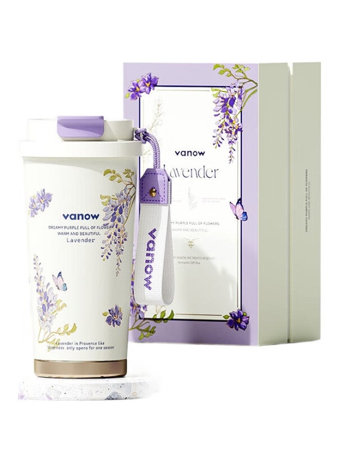 Vanow Lavender Insulated Mug With Ceramic Inner, Coffee And Water Cup, Stylish Design For Women, Back-To Gift For Teachers And Girlfriends - Image 1