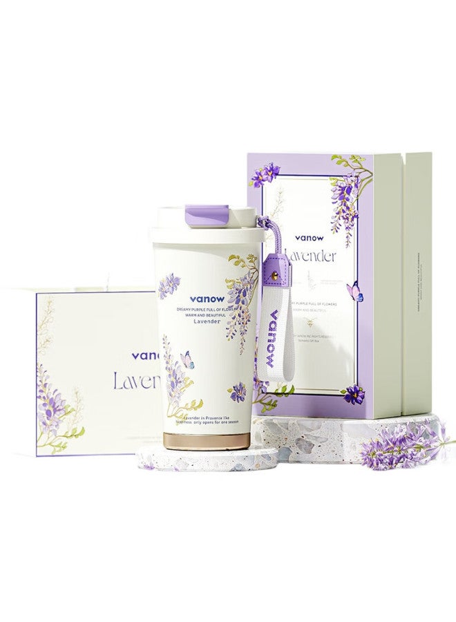 Vanow Lavender Insulated Mug With Ceramic Inner, Coffee And Water Cup, Stylish Design For Women, Back-To Gift For Teachers And Girlfriends - Image 2