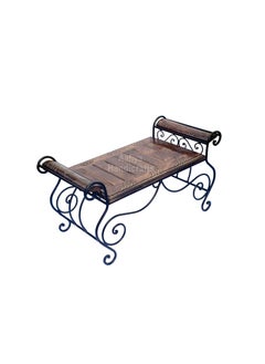 Onlinecollection Onlinecollection Vintage Wooden and Wrought Iron Decorative Bench with Scrollwork Design Rustic Home Dcor Accent Furniture Black Brown 