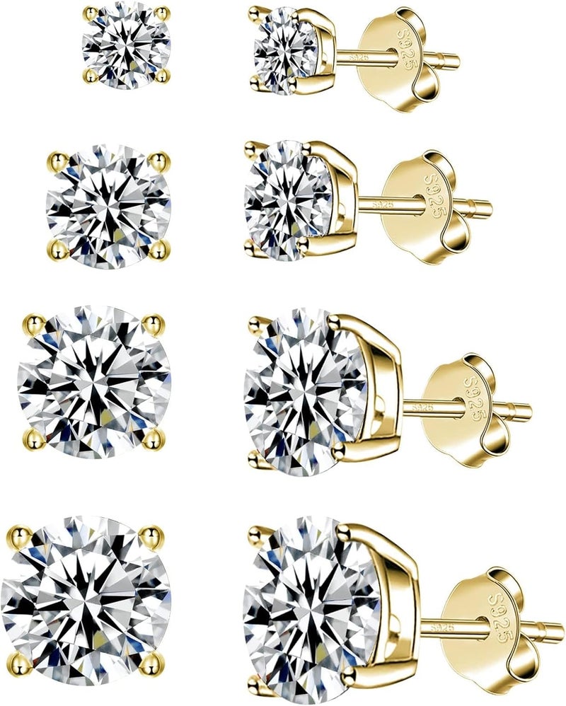 Fcebsty Store 925 Sterling Silver Stud earrings Set | White Gold Plated Hypoallergenic Stud Earrings | Cubic Zirconia Stud Earrings for Women (2mm,3mm,4mm,5mm,6mm,7mm) 8 CZ colors options - Image 1