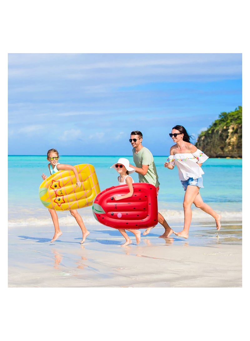 SOLARAE Inflatable Boogie Boards for Kids - Fun Swimming Pool Floating Surf Bodyboards with Handles in Pineapple and Strawberry Designs, Perfect for Learning to Swim and Summer Water Activities (Set of 2) - Image 5