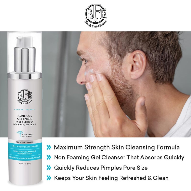 Beauty Facial Extreme Acne Face wash Treatment with Benzoyl Peroxide 10% - Fight Acne Blemishes on Contact for Cystic Breakouts, Oily Skin, Clogged Pores, Blackhead, Whitehead & Pimples. Achieve Clear Skin. - Image 4