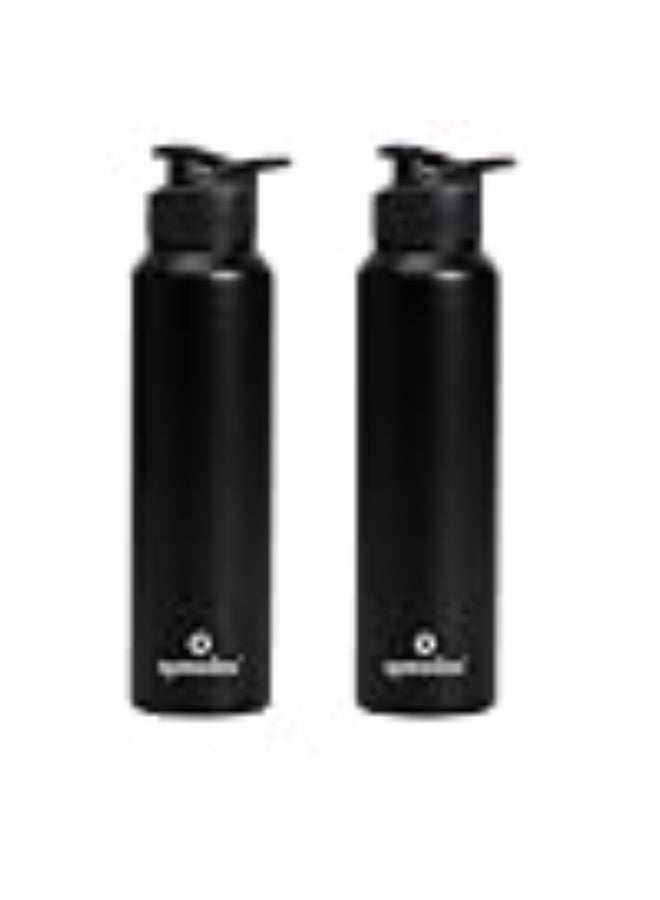 Speedex Stainless Steel Metal Water Bottle 1 Ltr 1000 ml, BIS Approved, Leak Proof Sipper Cap Bottle for Office, School, Gym, Travel, Daily Use for Men, Women, Kids, Adults, Black, Set of 2 - Image 1