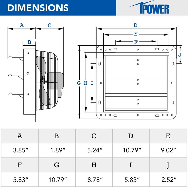 iPower iPower 7 Inch Shutter Exhaust Fan Silver  - Image 2