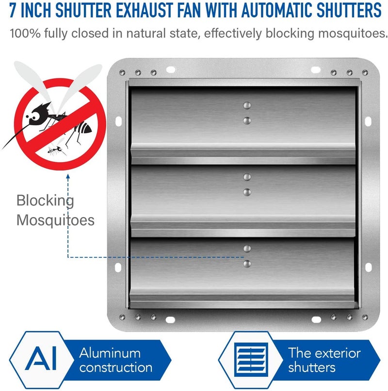 iPower iPower 7 Inch Shutter Exhaust Fan Silver  - Image 4