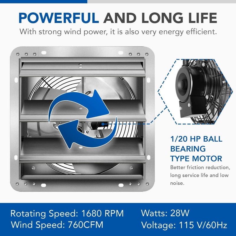iPower iPower 7 Inch Shutter Exhaust Fan Silver  - Image 3