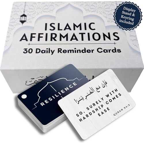 Zarf Limited بطاقات التأكيد الإسلامية 30 تذكير يومي من زارف روحاني القرآن ديكور إنجليزي زينة رمضان هدايا إسلامية هدية عيد تعلم العربية بطاقات فلاش عربية تأكيد يومي - Image 1