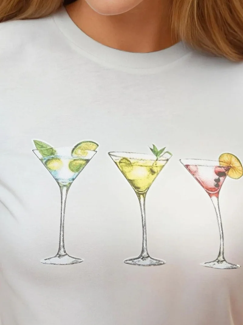 HICCUP Printed Regular Fit Crew Neck 100% Cotton Crop T-shirt