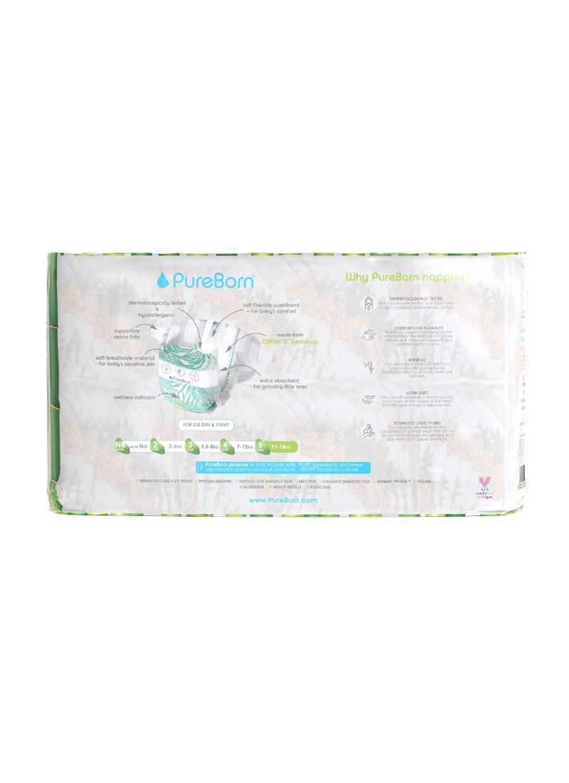 PureBorn حفاضات أطفال عضوية على شكل شريط حجم-5 11-18 كجم بطبعة أناناس - Image 2