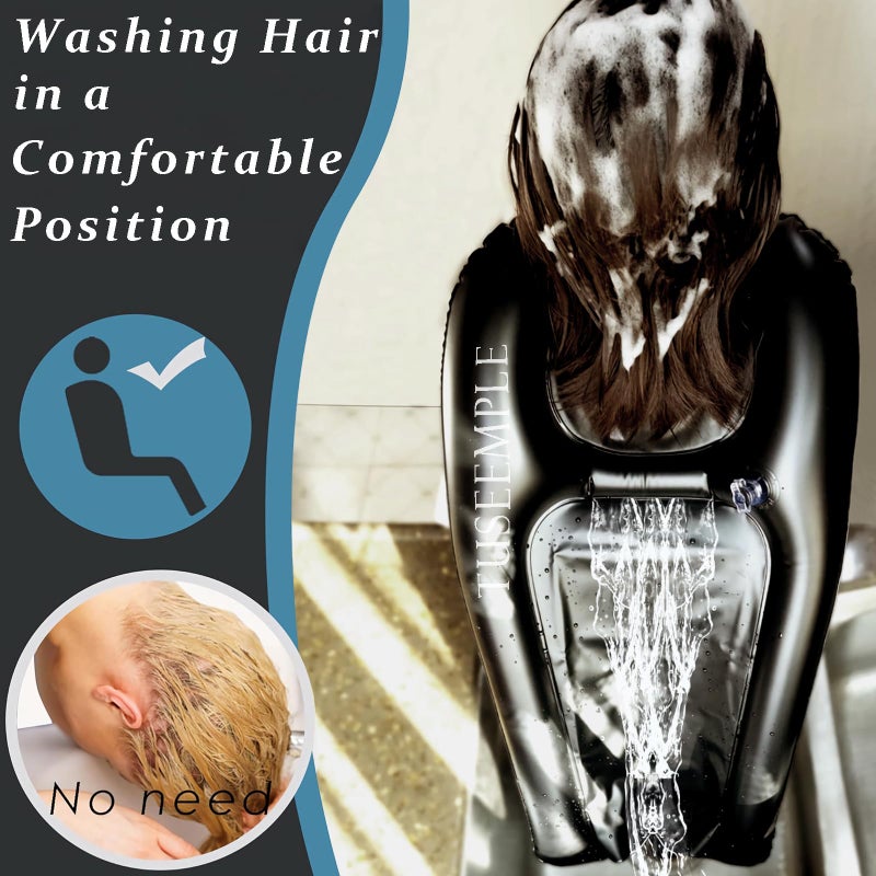 Tuseemple Portable Shampoo Bowl for Home, Portable Hair Washing Station for Sink, Hair Washing Tray for Sink at Home (Black) - Image 2