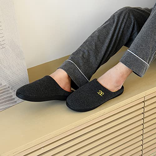 DL Men's Memory Foam Slippers, Comfy Indoor/Outdoor, Cozy Bedroom Slippers, Warm Soft Flannel Lining, Closed Toe, Size 13-14, Gray - Image 2