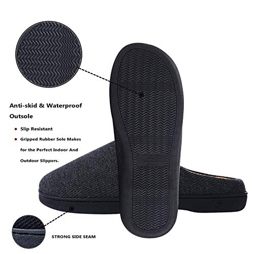 DL Men's Memory Foam Slippers, Comfy Indoor/Outdoor, Cozy Bedroom Slippers, Warm Soft Flannel Lining, Closed Toe, Size 13-14, Gray - Image 4