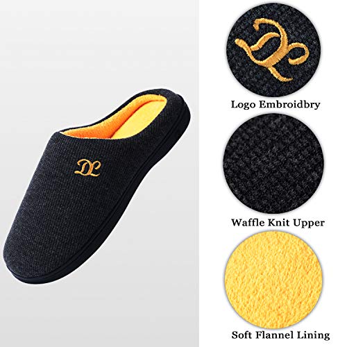 DL Men's Memory Foam Slippers, Comfy Indoor/Outdoor, Cozy Bedroom Slippers, Warm Soft Flannel Lining, Closed Toe, Size 13-14, Gray - Image 5