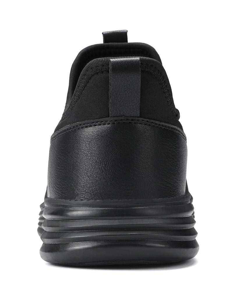 VILOCY Mens Slip On Casual Dress Shoes Hands Free Fashion Sneakers Mesh Tennis Walking Shoes Comfortable Work Shoes Breathable Lightweight Non Slip All Black,EU44 - Image 4