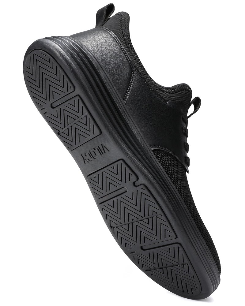 VILOCY Mens Slip On Casual Dress Shoes Hands Free Fashion Sneakers Mesh Tennis Walking Shoes Comfortable Work Shoes Breathable Lightweight Non Slip All Black,EU44 - Image 2