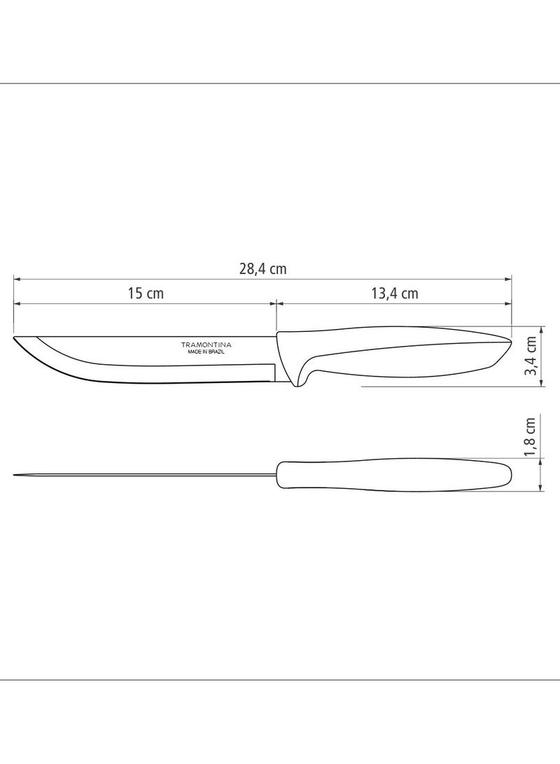 Tramontina Plenus 6 Inches Kitchen Knife with Stainless Steel Blade and Grey Polypropylene Handle - Image 4