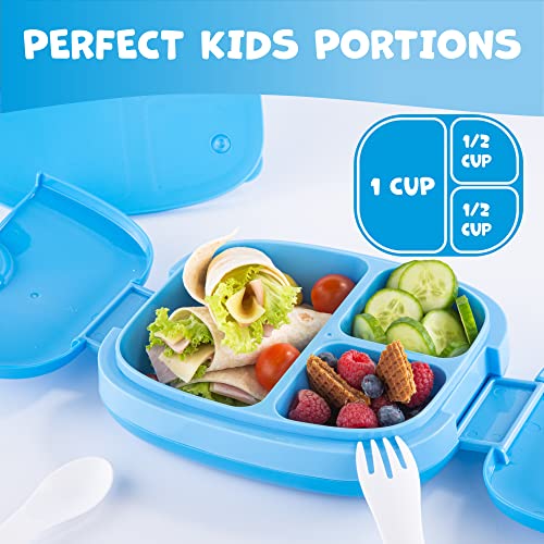 Umami All-in-1 Bento Box for Kids, Ice-pack & Utensils Included, 100% Leakproof & BPA free, Parents' favorite Lunch Box Kids (Blue, 27 oz) - Image 4