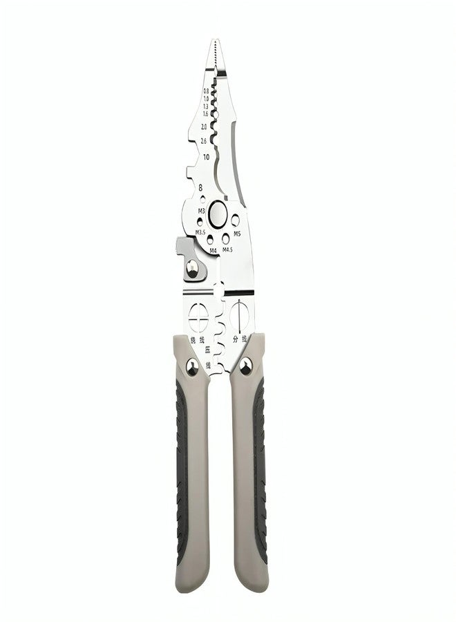 Gopendra 9-in-1 Multifunctional Stainless Steel Wire Puller Plier | Cable Looping | Splitting | Cutting Pliers | Multi-Purpose Electrical Stripping Tool Wire Stripper & Crimping Tool | for Electrician - Image 1