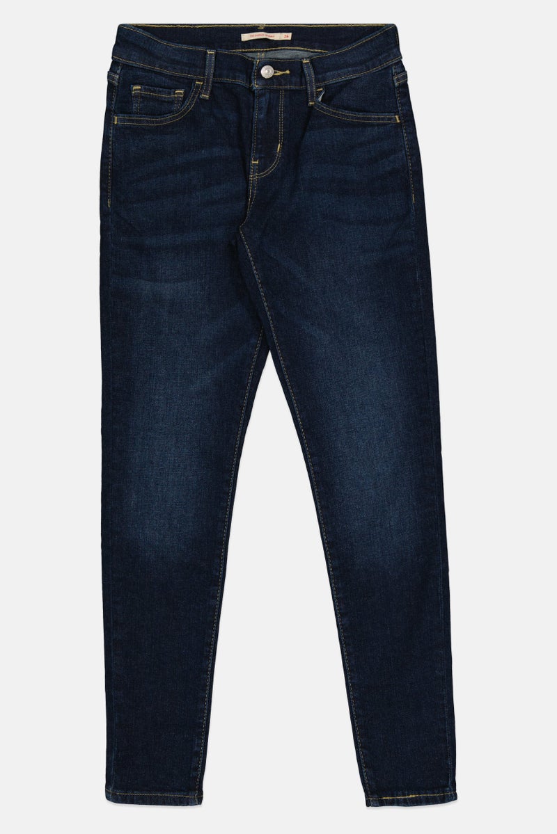 Levi's جينز ضيق للنساء، مغسول وقابل للتمدد، أزرق داكن - Image 2