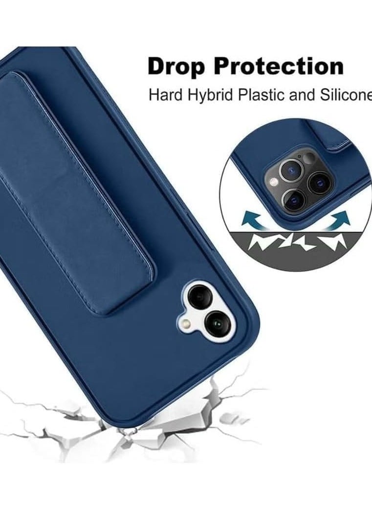 Samsung Galaxy A06 Case with Kickstand and Magnetic Holder, Premium Vertical Strap and Grip with Silicone Holder, multiple viewing positions for Samsung Galaxy A06 (Blue)