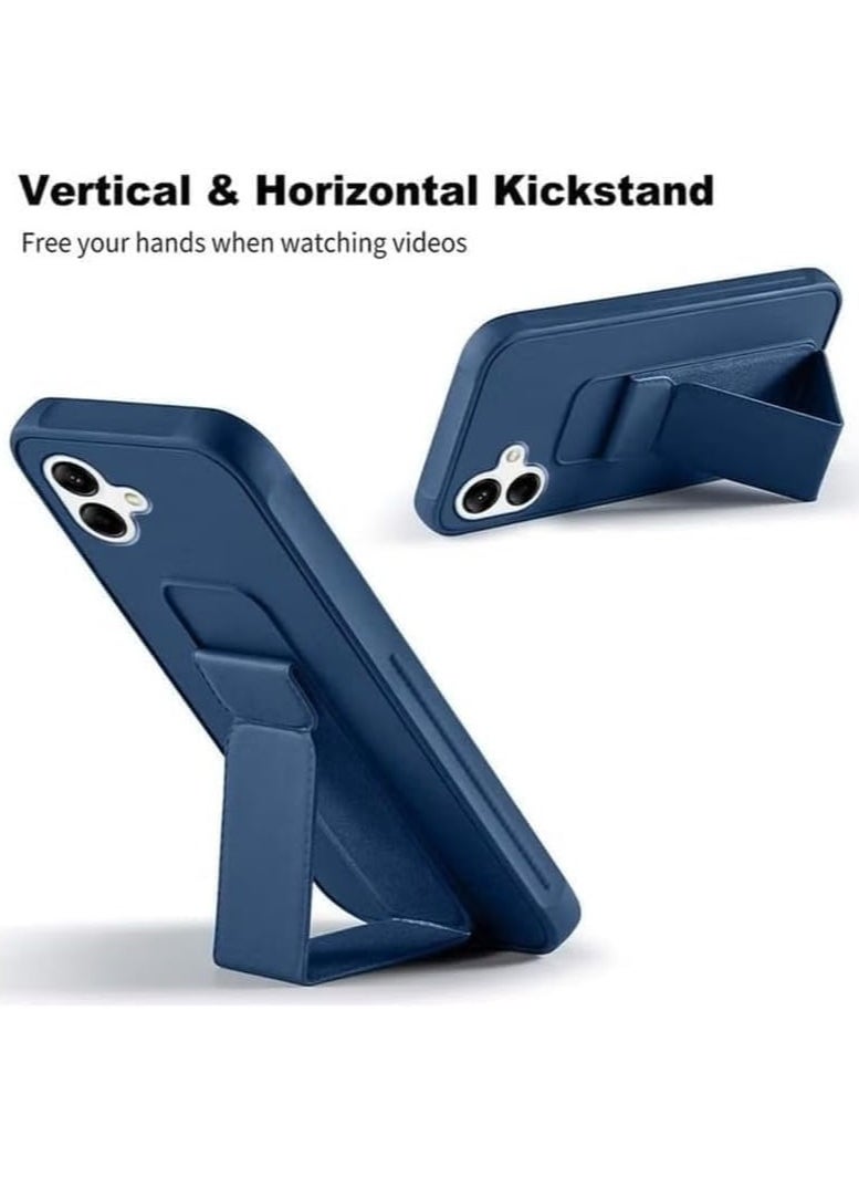 Samsung Galaxy A06 Case with Kickstand and Magnetic Holder, Premium Vertical Strap and Grip with Silicone Holder, multiple viewing positions for Samsung Galaxy A06 (Blue)