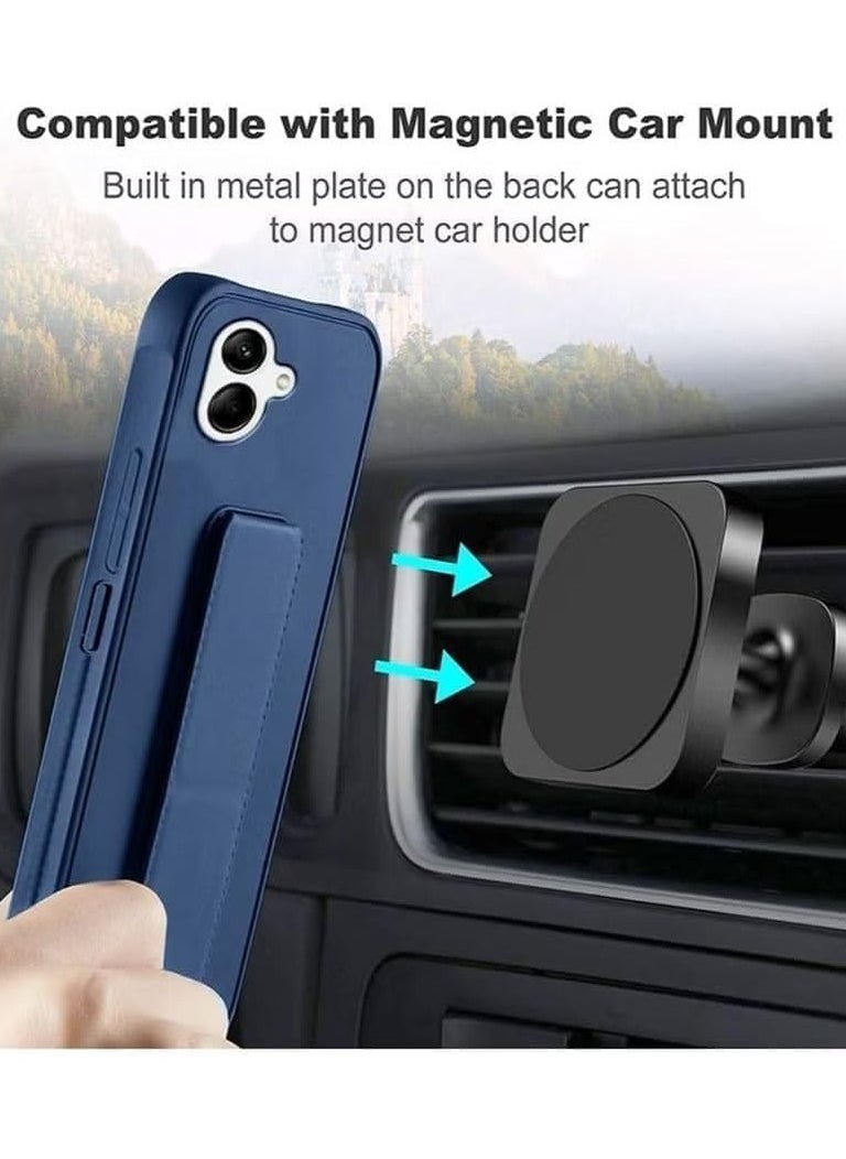 Samsung Galaxy A06 Case with Kickstand and Magnetic Holder, Premium Vertical Strap and Grip with Silicone Holder, multiple viewing positions for Samsung Galaxy A06 (Blue)