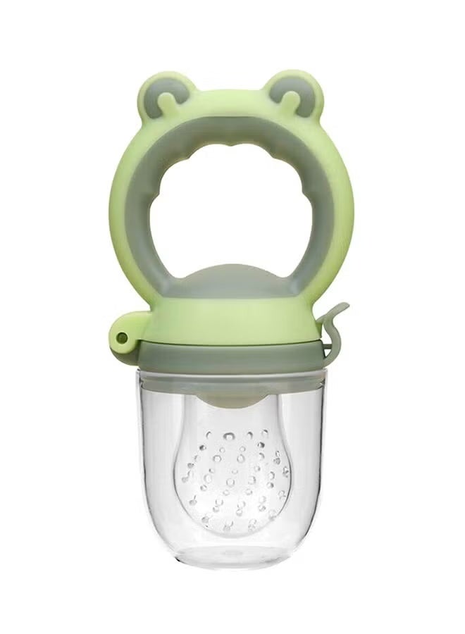 Frog Style Baby Fruit Feeder Pacifier - Silicone Fresh Food Feeder & Teether Toy for Toddlers - Anti-Choke Weaning Tool - BPA-Free & Safe - Green - Image 1