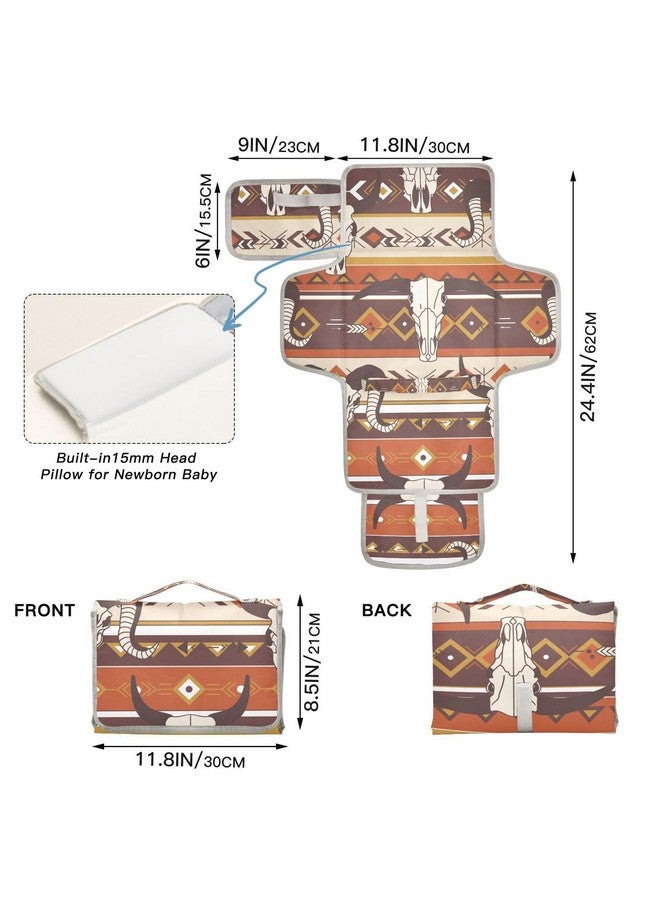 WELLDAY Western Aztec Baby Changing Pad - Waterproof Diaper Changing Pad with Built-in Pillow - Portable Travel Changing Mat for Newborn Girl & Boy - Image 4