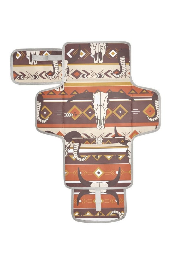 WELLDAY Western Aztec Baby Changing Pad - Waterproof Diaper Changing Pad with Built-in Pillow - Portable Travel Changing Mat for Newborn Girl & Boy - Image 1