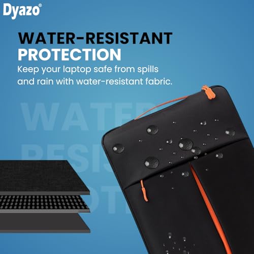 Dyazo Laptop Sleeve Bag 15.6 Inch | Protective Case Cover with Handle & Front Accessories Pocket | Sleeve Bag Compatible for MacBook, Lenovo, HP, Acer, ASUS, Dell & Other Notebooks (Black & Orange) - Image 4