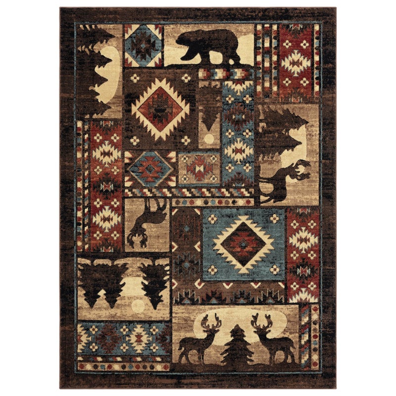 Home Dynamix Buffalo Bear Area Rug 18x27 BrownRed Rectangular