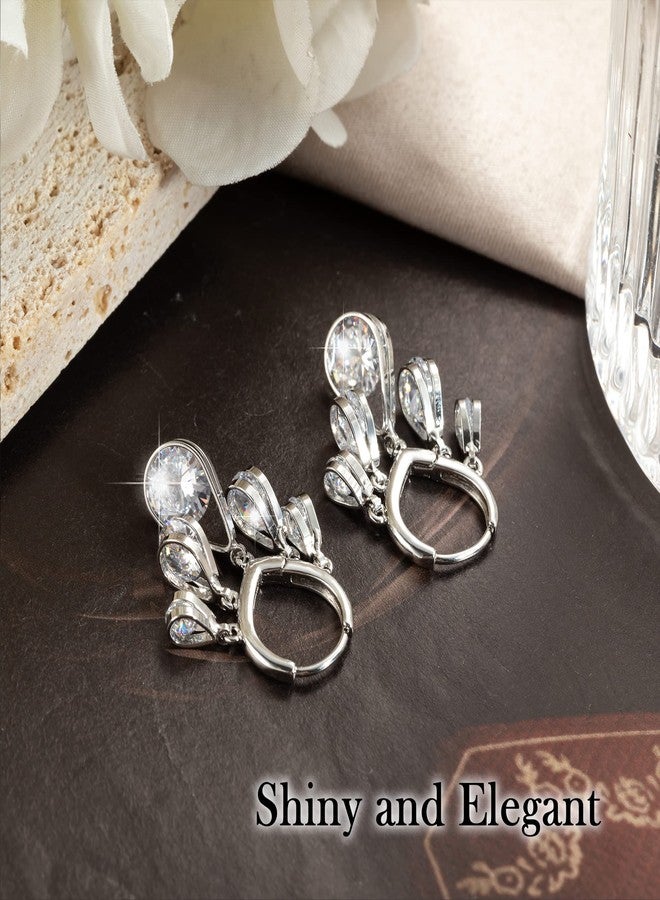 KesaPlan 14K Gold Plated Earrings for Women Dainty Beaded Statement Earrings Sterling Silver Cute Dangle Earrings for Girls (3-silver) - Image 4