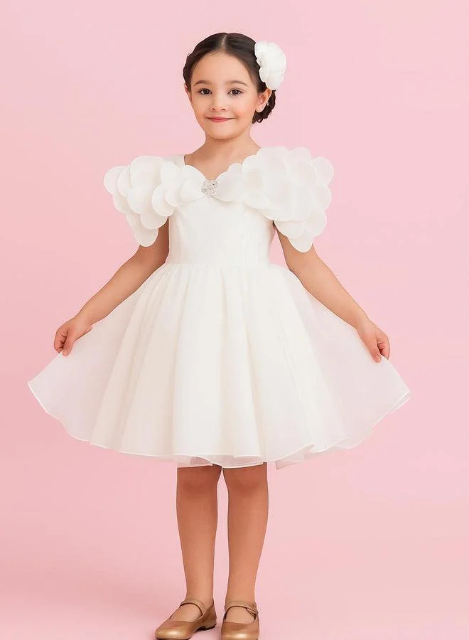 فيا بامبينو Girl Dress POR 3152 Off-White