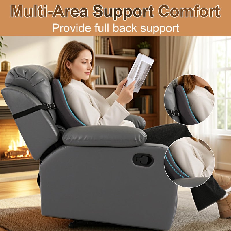 HOMBYS Extra Long Lumbar Support Pillow for Recliner Chair, 50D Molded Memory Foam Back Support Cushion with Full Back Support, Ergonomic Design & Breathable Cover, Grey - Image 4