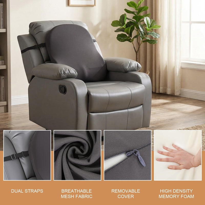 HOMBYS Extra Long Lumbar Support Pillow for Recliner Chair, 50D Molded Memory Foam Back Support Cushion with Full Back Support, Ergonomic Design & Breathable Cover, Grey - Image 5