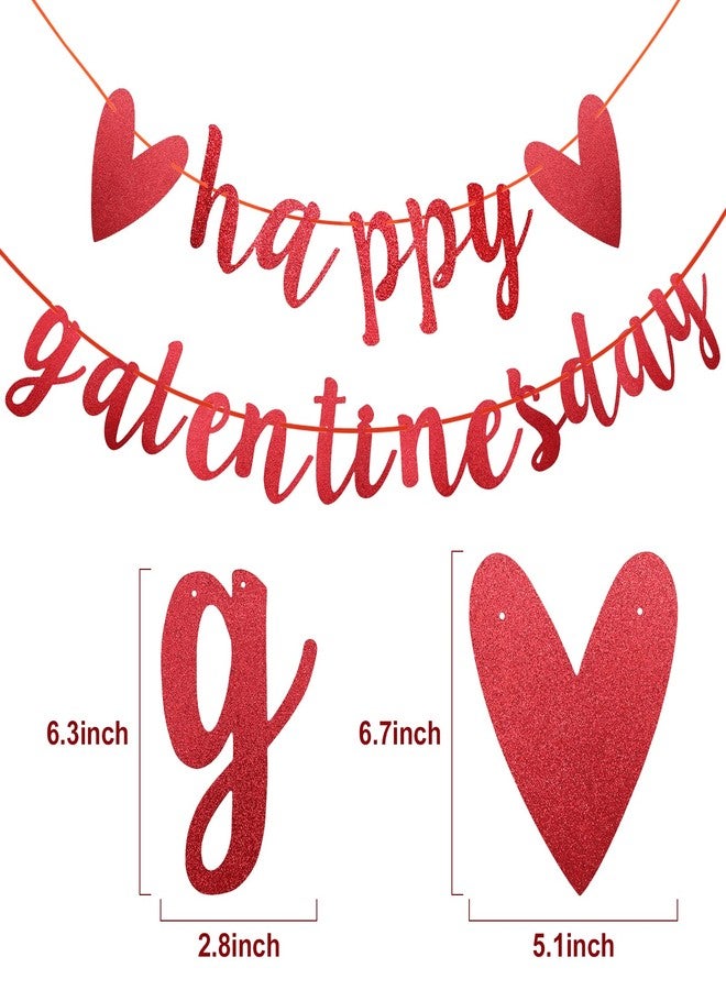 Peclek Happy Galentine's Day Banner, Red Glitter Heart & Galentine’s Day Garland Banner Sign for Ladies Girls Friends Valentine’s Day Party Decor, Break Up Party Favor Photo Props - Image 2