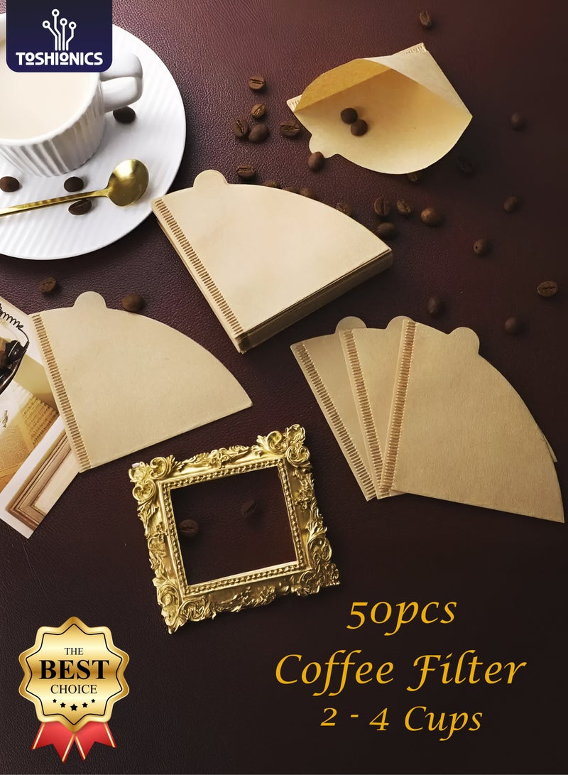 Toshionics 50PCS Disposable Coffee Filter Paper V60 V-Shaped Unbleached Cone Filters 2-4 Cup, Pour Over Coffee Filters for Drip Coffee Maker, Coffee Brewer, Hand Drip Filter Cup, Compostable Paper Filters - Image 1