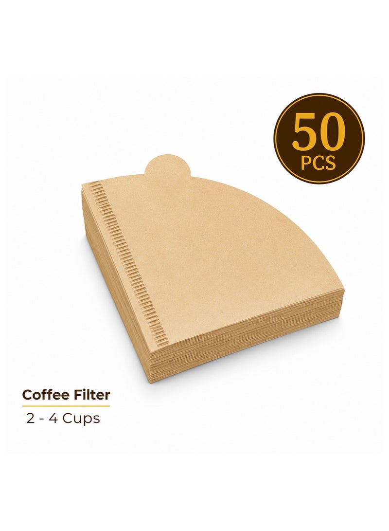 Toshionics Coffee Filter in Brown V60 Size Unbleached Cone Filters 2-4 Cup, 50 Pieces Pour Over Coffee Filters for Drip Coffee Maker, Coffee Brewer, Hand Drip Filter Cup, Compostable Paper Filters, Home Office and Travel - Image 1
