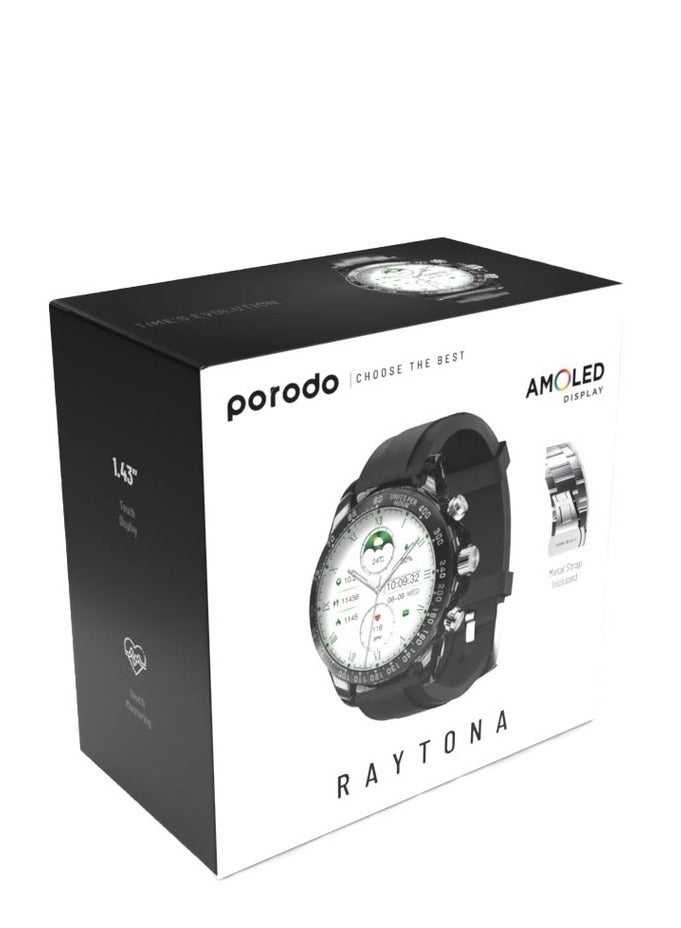 بورودو ساعة ذكية RAYTONA بسوار سيليكون وحزام معدني - أسود - Image 4