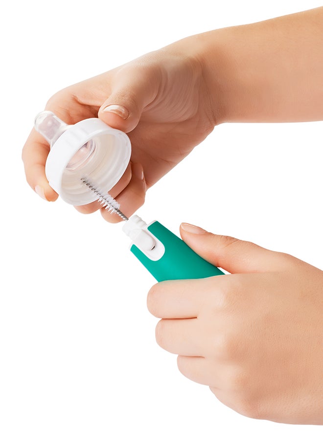 OXO TOT - فرشاة زجاجة مع حامل - أزرق مخضر - Image 1