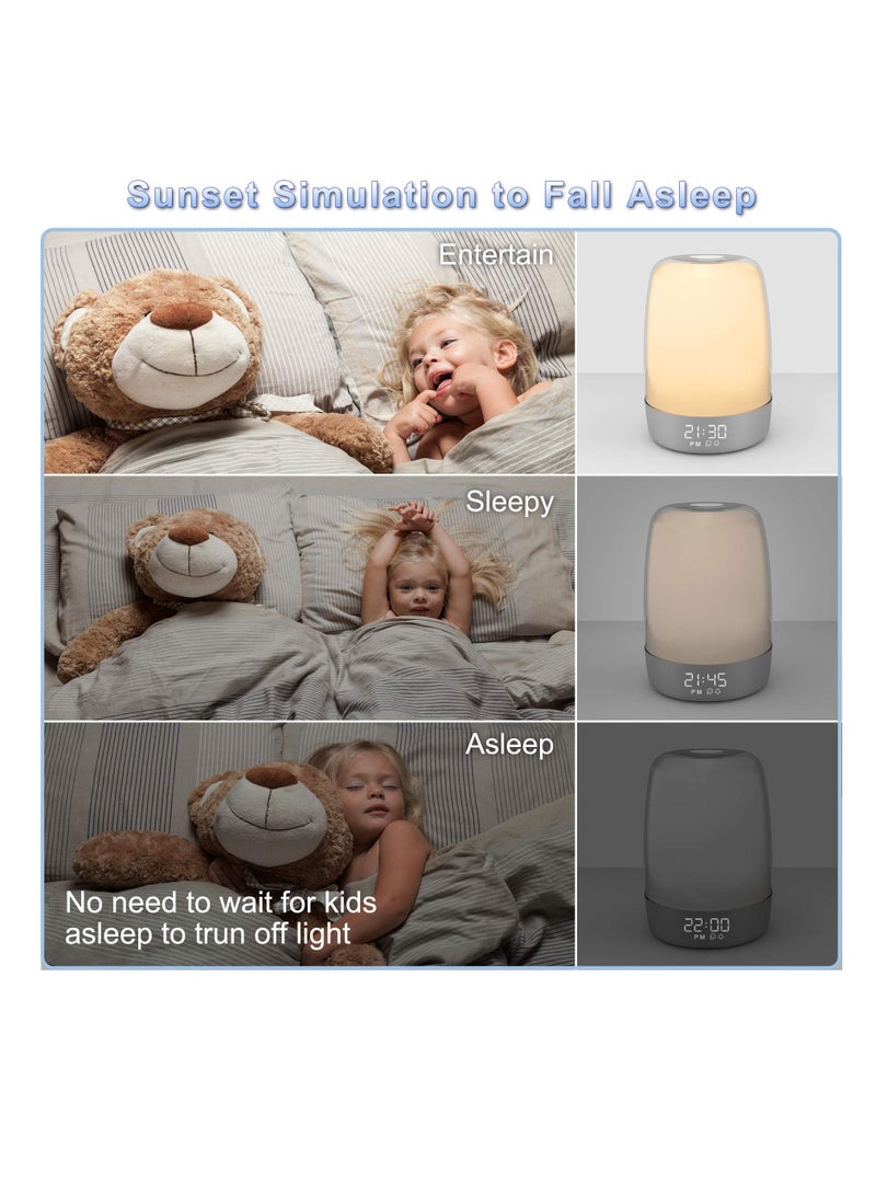 KASTWAVE Lights with Alarm Clock, KASTWAVE Nursery Night Light for Kids Wake Up Lights with Alarm Clock Touch Control Small Table Lamp Bedroom Dimmable Atmosphere Light Timer Led Warm White RGB Color - Image 3