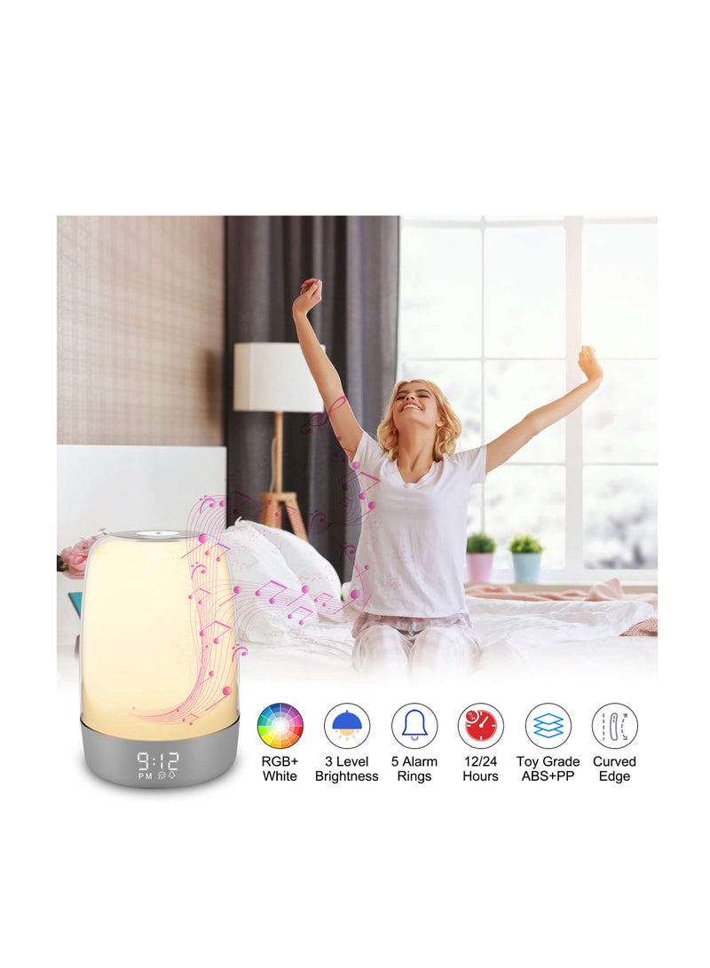 KASTWAVE Lights with Alarm Clock, KASTWAVE Nursery Night Light for Kids Wake Up Lights with Alarm Clock Touch Control Small Table Lamp Bedroom Dimmable Atmosphere Light Timer Led Warm White RGB Color - Image 5