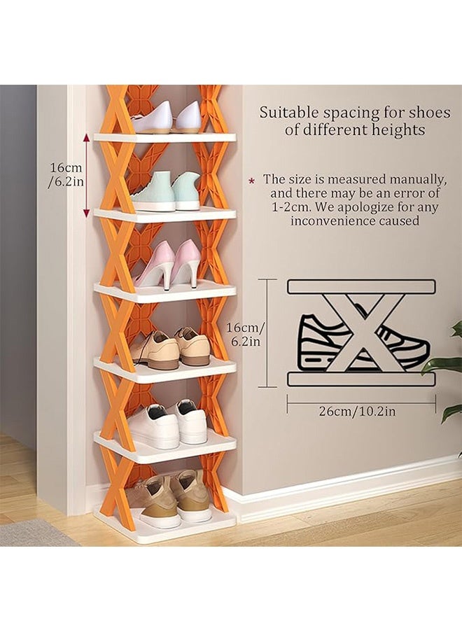RollsTimi  DIY Shoe Rack - Heavy-Duty Foldable Plastic Shoe Organizer with Orange X-Frame, Space-Saving 9 Tier for Shoes, Hats & Small Items - Image 5